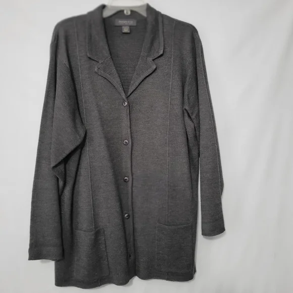 designs & co Lane Bryant Gray Button Up Wool Blend Cardigan Sweater 18/20 Plus - Picture 1 of 3
